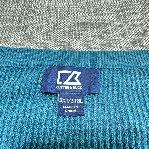 Cutter Buck Sweater Mens 3XLT Teal‎ Blue Thermal Pullover Outdoors Casual 2 - Picture 2 of 9